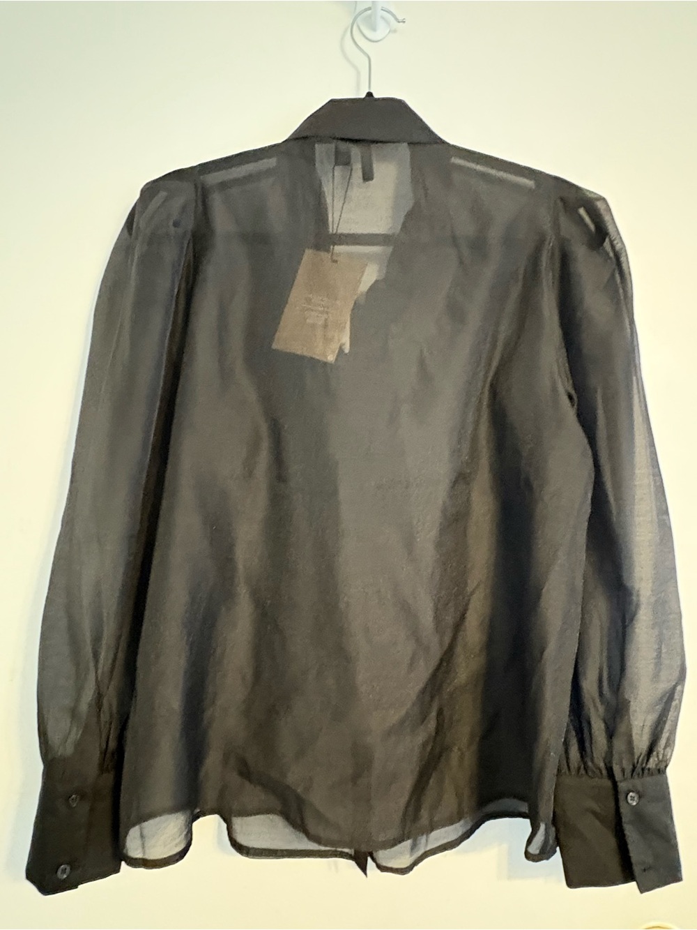 Vero Moda Black Semi-Sheer Button Blouse with Scarf Collar - Picture 8 of 8
